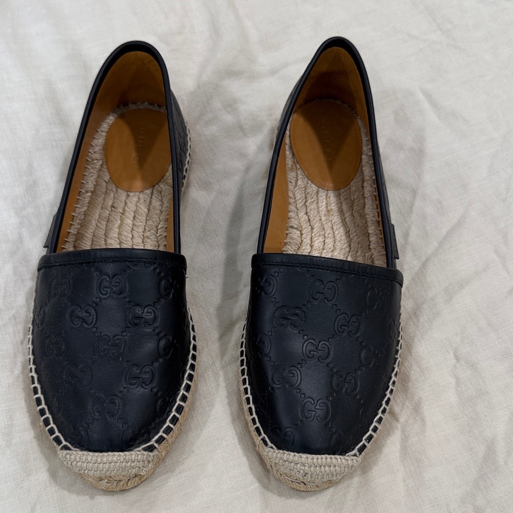 Gucci Black Leather Espadrilles for Women 38.5